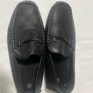 Men's Black Leather Slip-On Dress Loafers